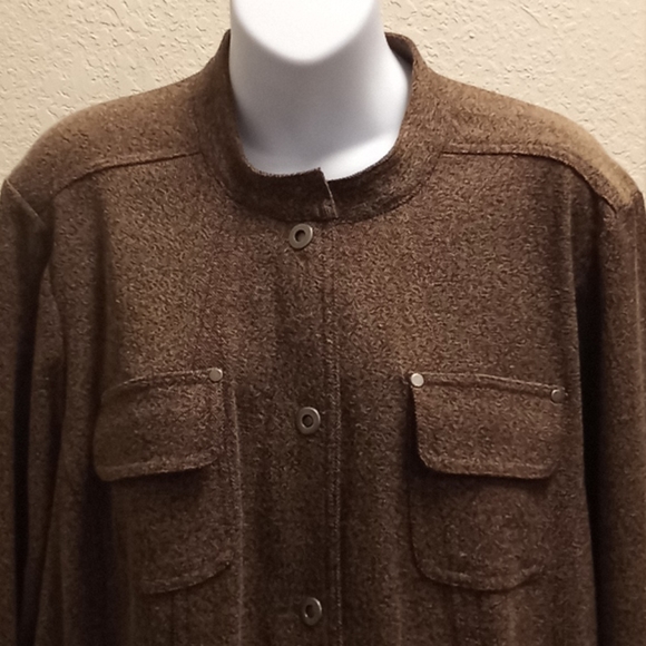 JM Collection Woman Brown Tweed Jacket - Picture 2 of 13